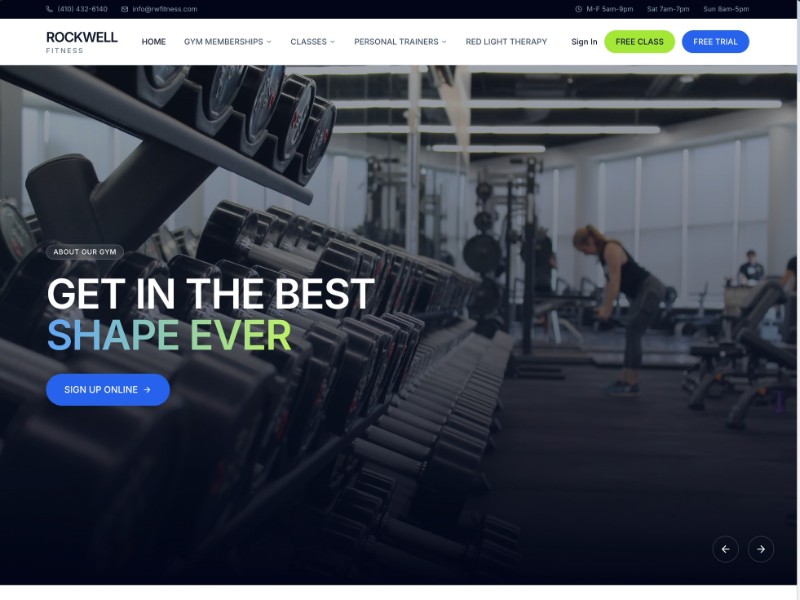 Preview for Rockwell Fitness Gym Landing Page Template