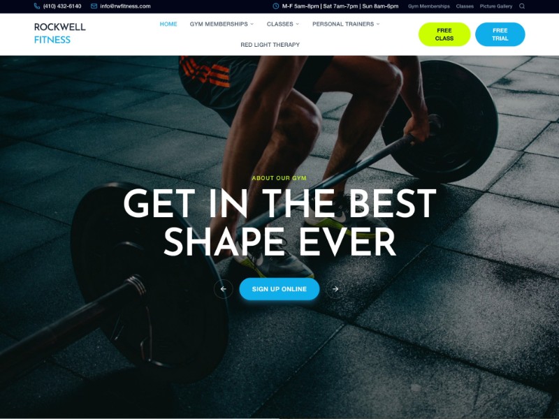 Preview for Rockwell Fitness Gym Landing Page Template