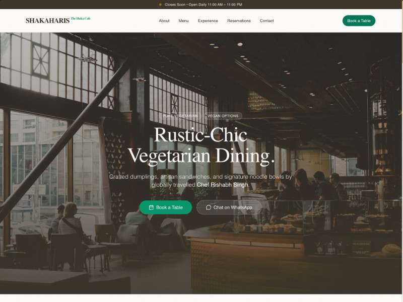 Preview for Rustic Vegetarian Restaurant Landing Page Template