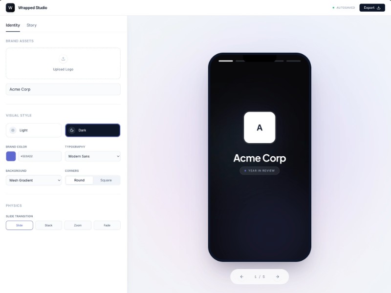 Preview for SaaS Wrapped Story Builder Template