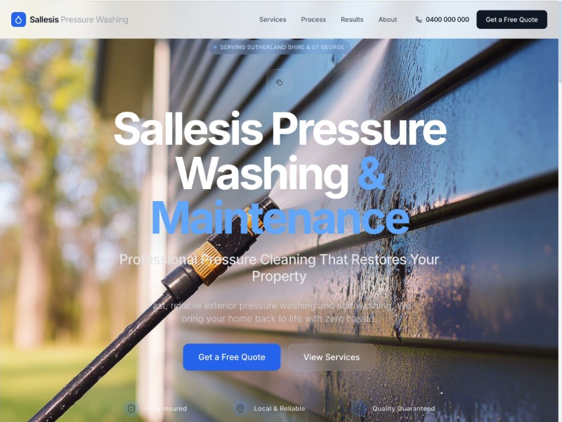 Preview for Pressure Washing Services Landing Page Template