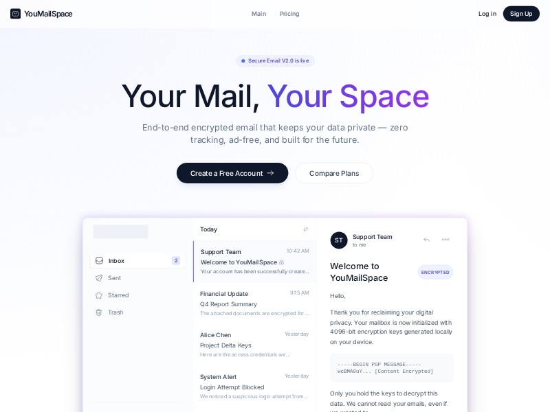 Preview for Secure Email Landing Page Template