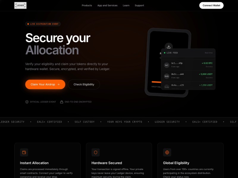 Preview for Crypto Airdrop Claim Landing Page Template