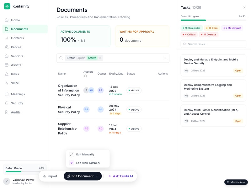 Preview for Security Compliance Dashboard UI Template