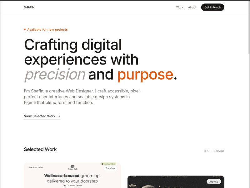 Preview for Shafin - Visual Designer and  Developer