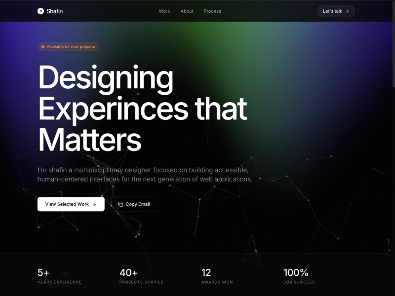 Preview for Dark Portfolio Landing Page Template