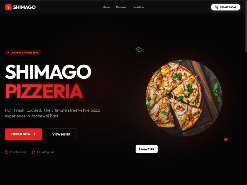 Preview for Shimago Pizzeria Restaurant Landing Page Template