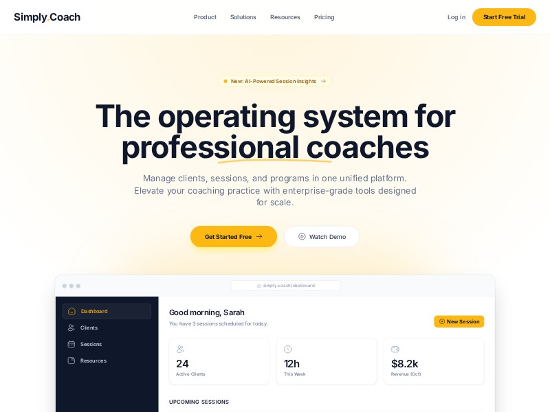 Preview for Coaching SaaS Landing Page Template