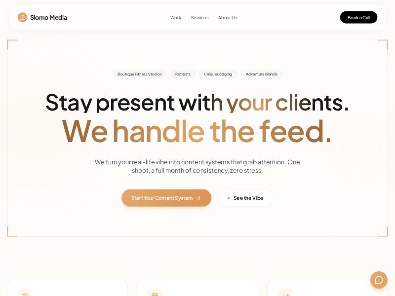 Preview for Slomo Media | Done-For-You Content for Experience Brands