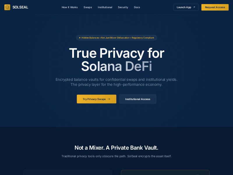 Preview for Solana DeFi Privacy Landing Page Template