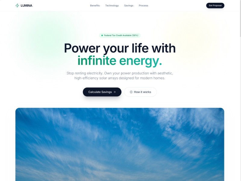 Preview for Solar Energy Landing Page Template