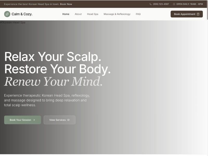 Preview for Korean Head Spa Landing Page Template