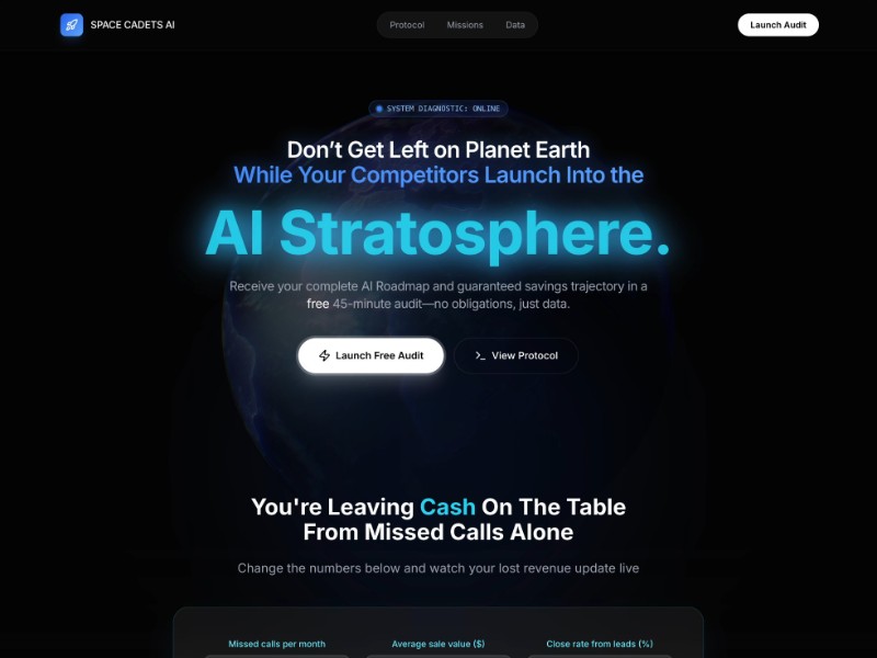 Preview for Space Cadets AI Agency Landing Page Template