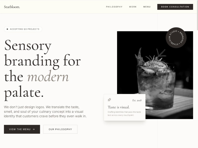 Preview for F&B Brand Identity Studio Landing Page Template
