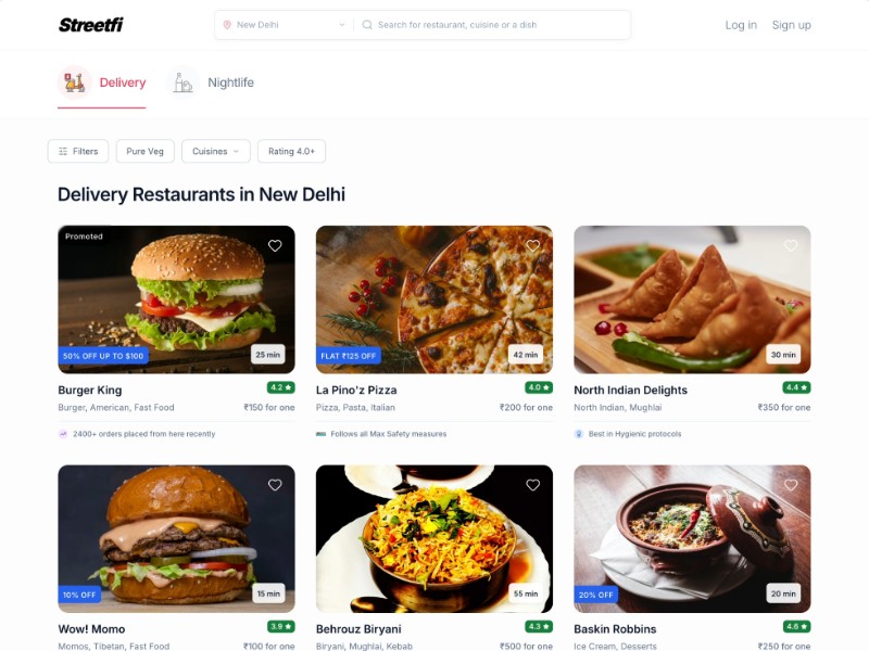 Preview for Streetfi Food Delivery Landing Page Template