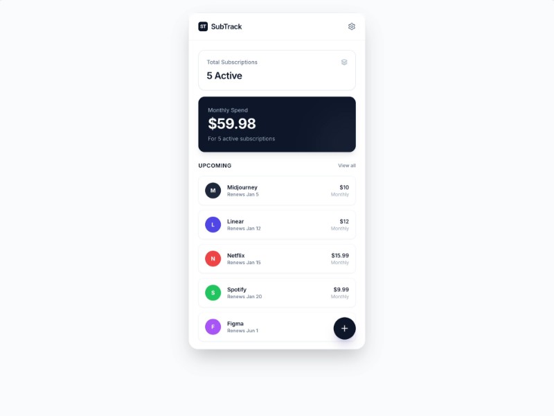 Preview for Subscription Tracker App UI Template