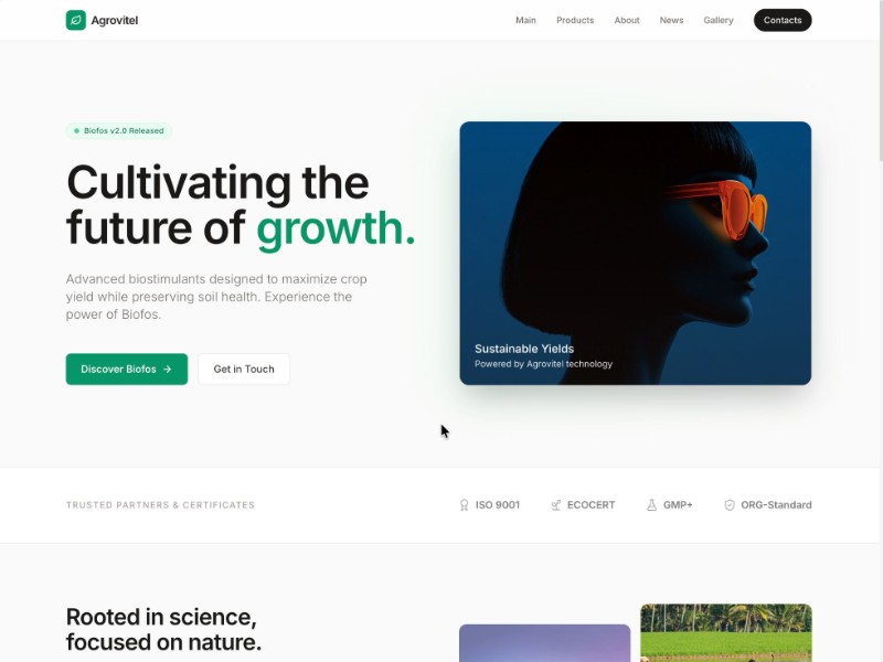Preview for Agrovitel Agriculture Landing Page Template