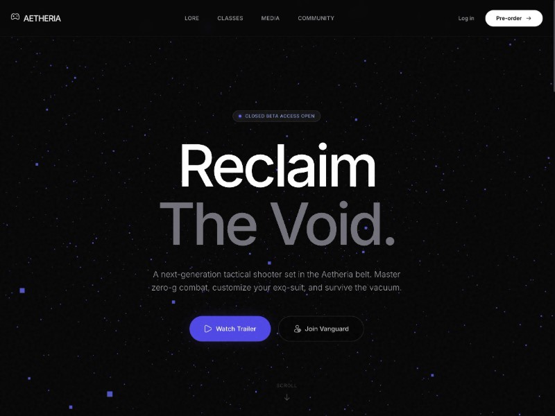 Preview for AETHERIA Game Landing Page Template