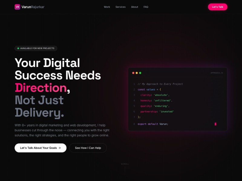 Preview for Tech Freelancer Portfolio Landing Page Template