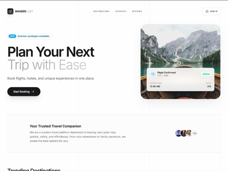 Preview for Travel Booking Landing Page Template