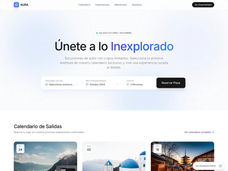 Preview for Excursiones Travel Landing Page & Admin Dashboard Template