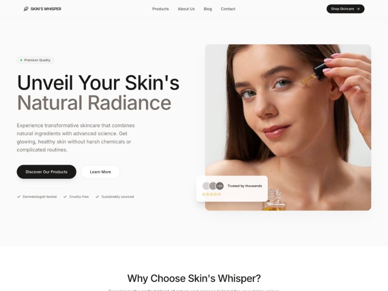 Preview for Natural Skincare E-commerce Landing Page Template
