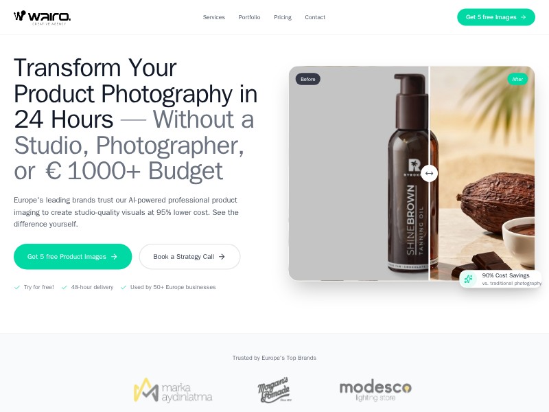 Preview for AI Product Photography Landing Page Template