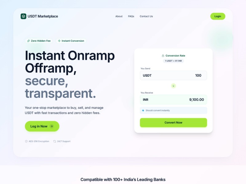 Preview for USDT Marketplace Landing Page Template