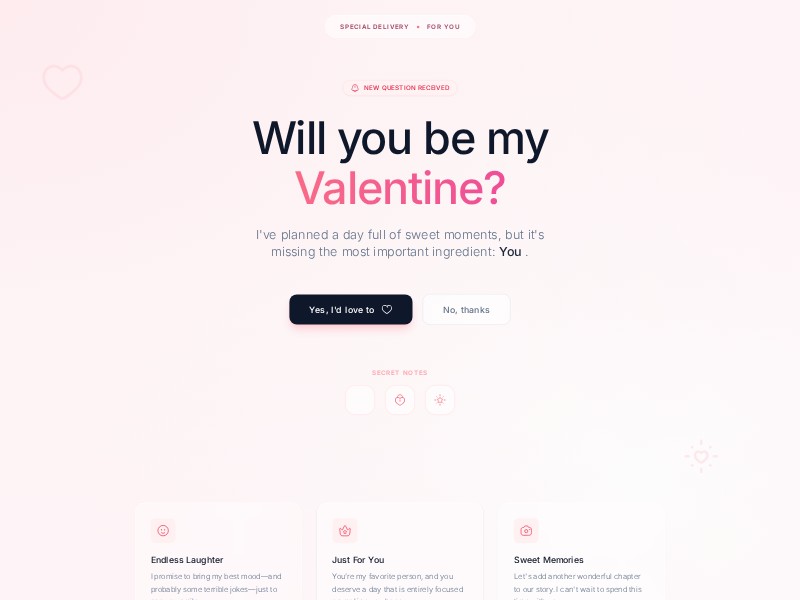 Preview for Valentine Proposal Landing Page Template