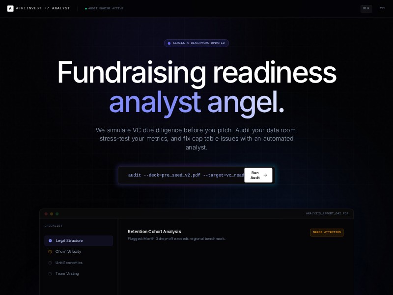 Preview for VC Due Diligence Landing Page Template