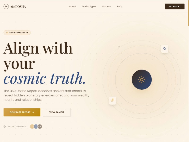 Preview for Vedic Astrology Dosha Report Landing Page Template