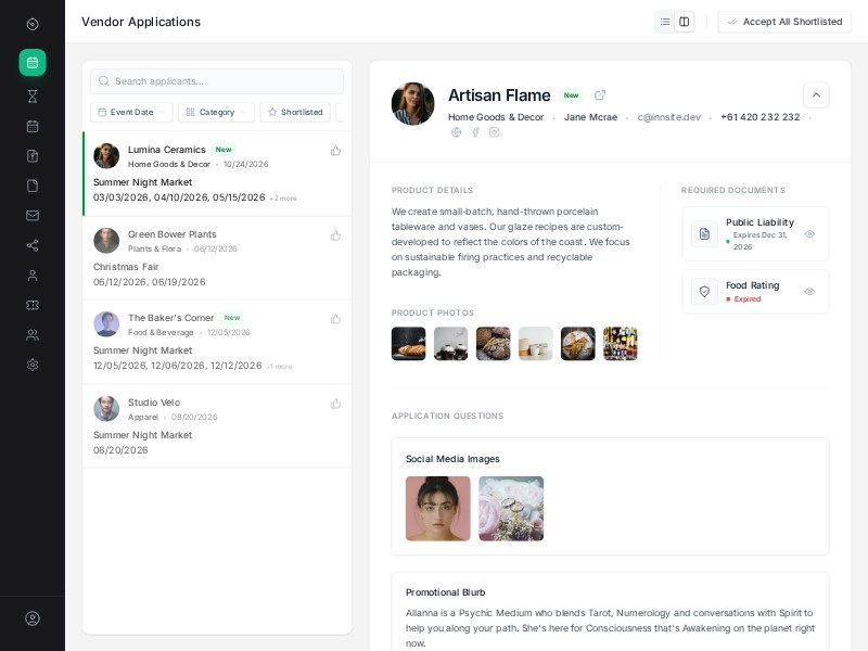 Preview for Vendor Application Dashboard UI Template