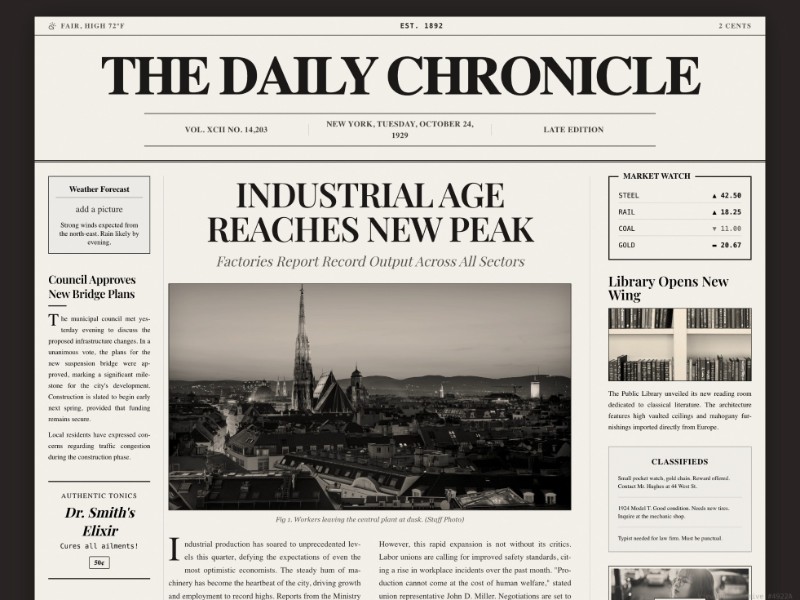 Preview for Vintage Newspaper Landing Page Template