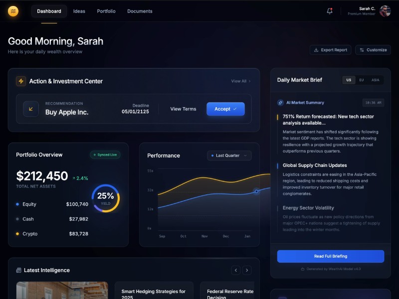 Preview for Wealth Management Dashboard Template