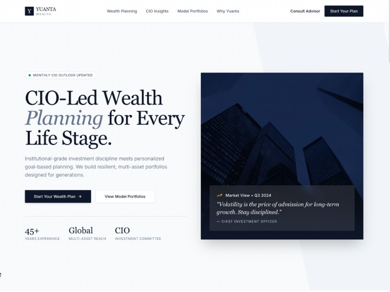 Preview for Wealth Management Landing Page Template