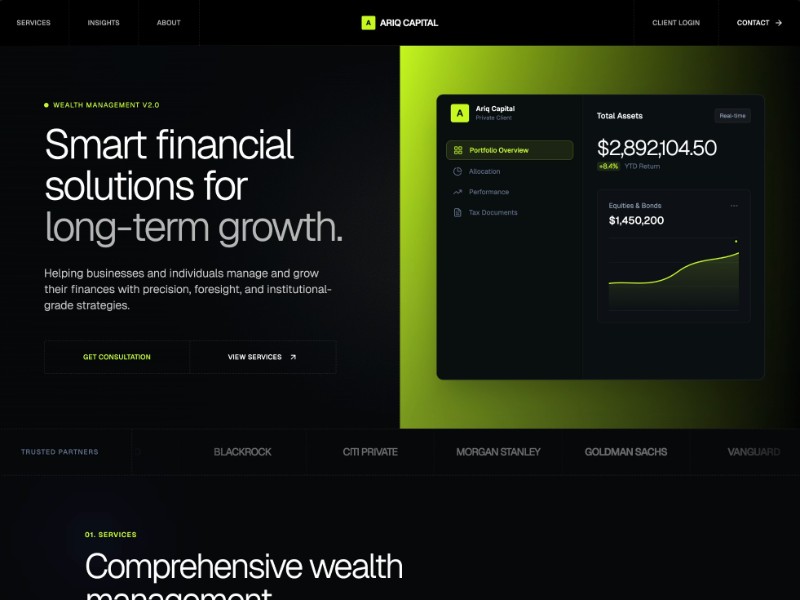 Preview for Wealth Management Landing Page Template