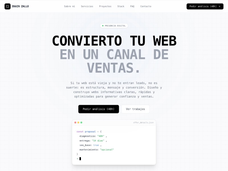 Preview for Freelance Web Developer Portfolio Template