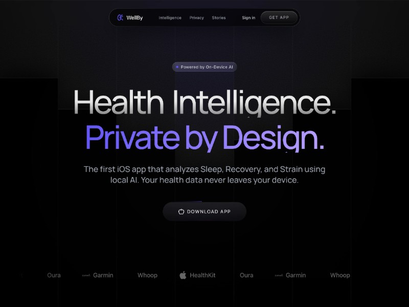 Preview for WellBy Health Intelligence App Landing Page Template