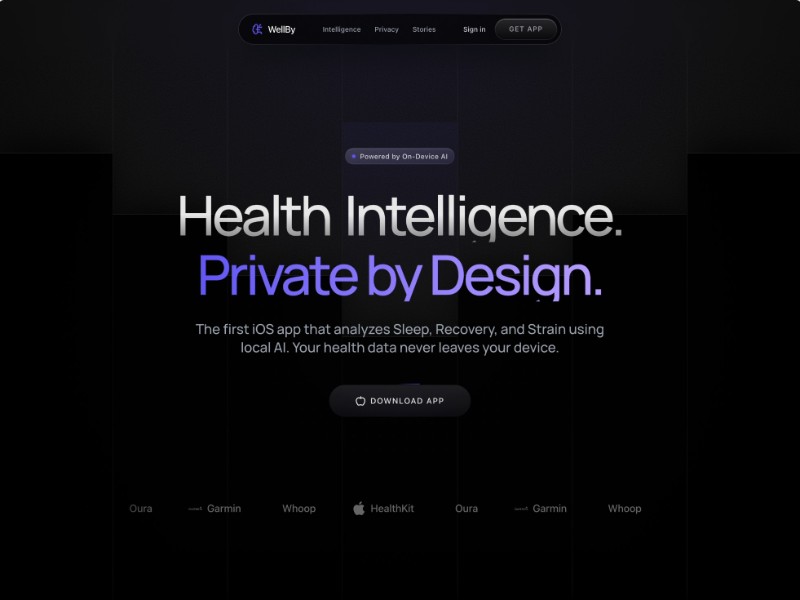 Preview for WellBy Health App Landing Page Template