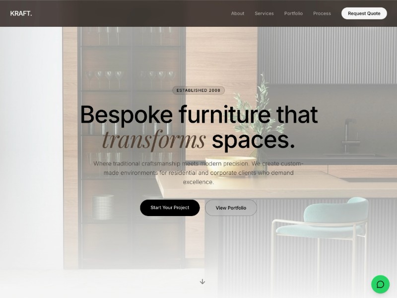 Preview for Bespoke Woodworking Landing Page Template