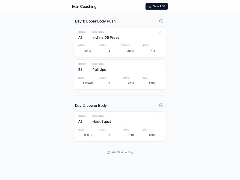 Preview for Workout Builder Web App Template