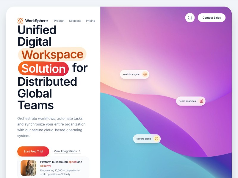 Preview for WorkSphere E-Office Landing Page Template