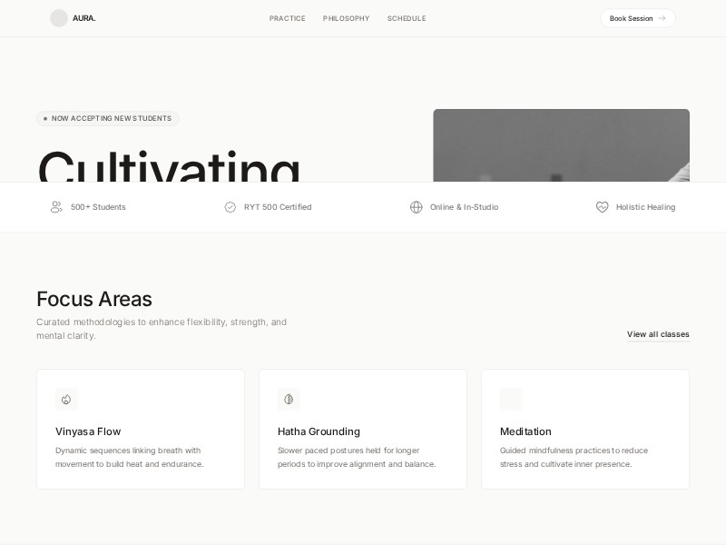 Preview for Yoga Instructor Landing Page Template