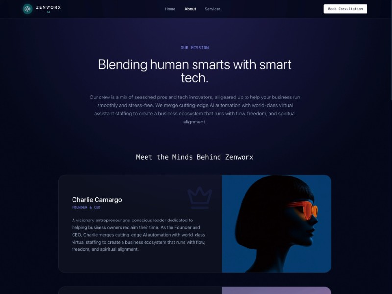 Preview for Zenworx AI About Page Template