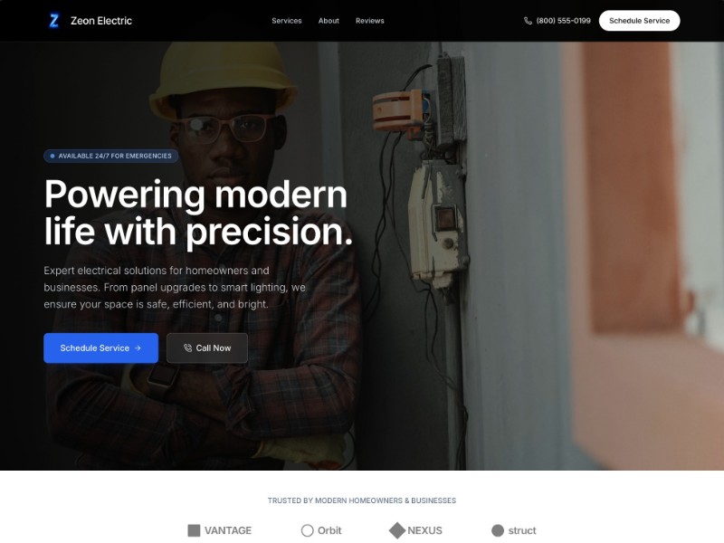 Preview for Electrician Services Landing Page Template