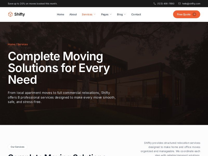 Preview for Logistics and Moving Services Landing Page Template