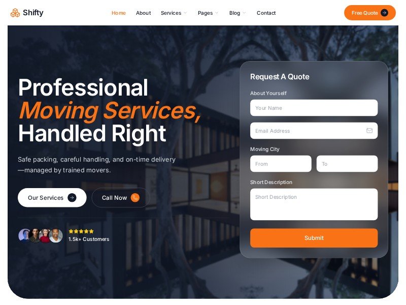 Preview for Shifty Moving Services Landing Page Template