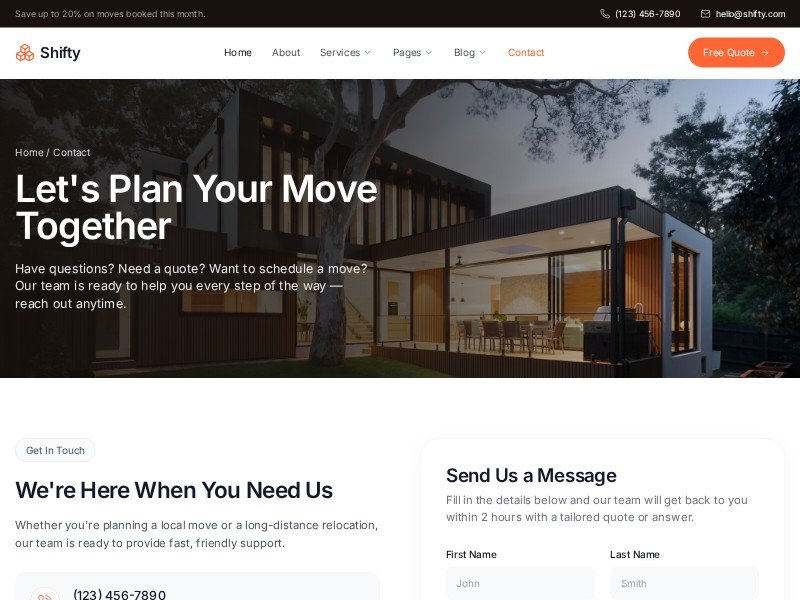 Preview for Shifty Moving Services Landing Page Template
