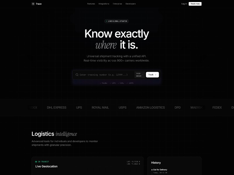 Preview for Shipment Tracking Landing Page Template