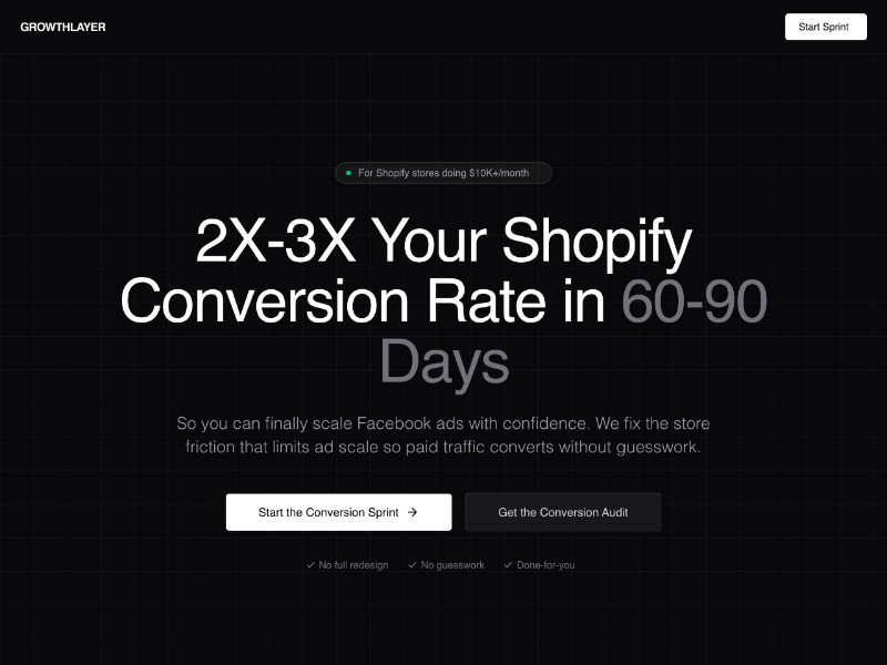 Preview for Shopify CRO Sprint Landing Page Template